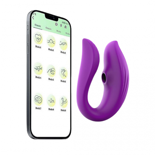 Vibrador e Sugador para casal controlado por aplicativo cor roxo