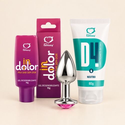 Kit Primeira Vez Anal: Plug Anal P + Lubrificante + Dessensibilizante
