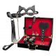 Kit BDSM em Couro com Maleta: 8 Itens (Algemas, Máscara, Coleira, Chicote e mais)