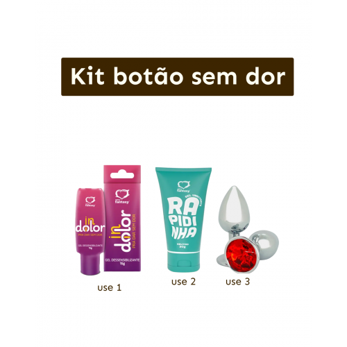 Kit Botão Sem Dor 3 Peças - A Iniciação Anal Perfeita