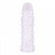Capa peniana Texturizada transparente Capa Texturizada com Estimulador de Clitóris é feita de gel transparente com nódulos massageadores que proporcionam uma estimulação intensa à região clitoriana. Capa peniana Texturizada transparente