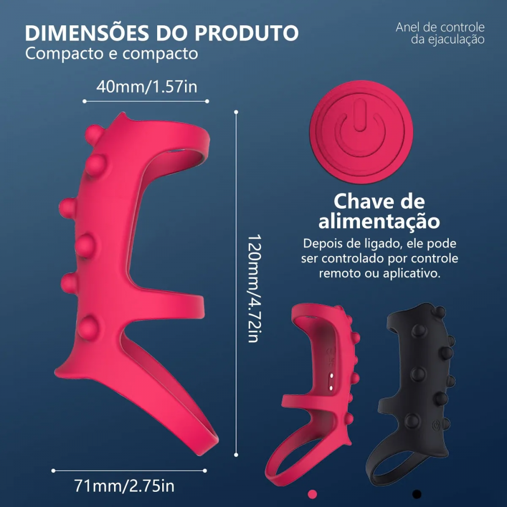 Anel Peniano Vibratório com App - Retardante para Casais