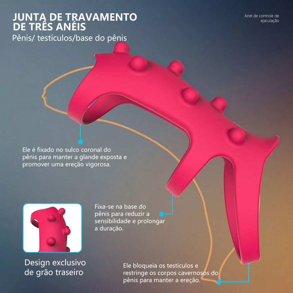 Anel Peniano Vibratório com App - Retardante para Casais