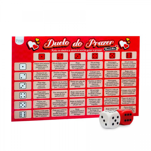 Jogo de Tabuleiro Duelo do Prazer - Versão Romântica (Dados + Tabuleiro)