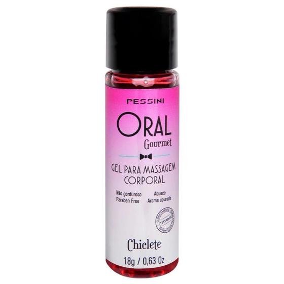 Gel Beijável Oral Gourmet Pessini 18g Sabor Chiclete — Comestível, Aquece, Massagem e Sexo Oral