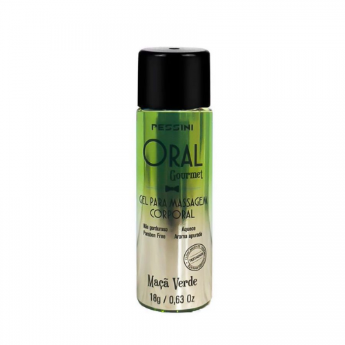 Gel Beijável Oral Gourmet Pessini 18g Sabor Maça verde - Comestível, Aquece, Massagem e Sexo Oral