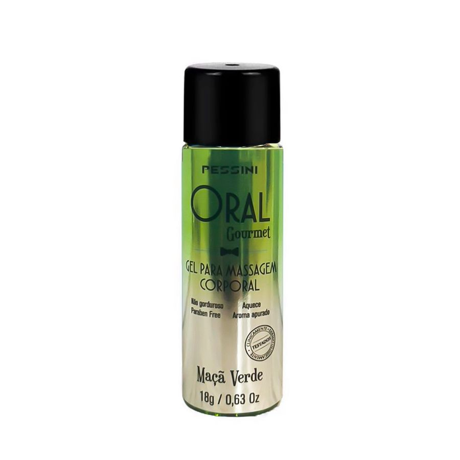 Gel Beijável Oral Gourmet Pessini 18g Sabor Maça verde - Comestível, Aquece, Massagem e Sexo Oral