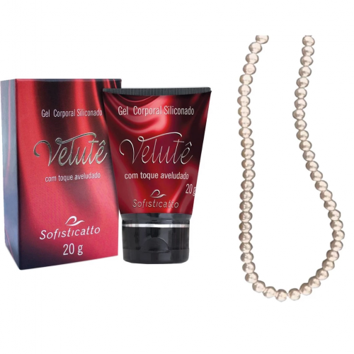 Kit Sensual Velutê – Gel Corporal Aveludado 20g + Colar de Pérolas Massageador Sofisticatto