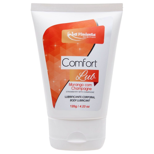 Lubrificante Comfort Lub Beijável Sabor Morango com Champanhe - Gel 120g