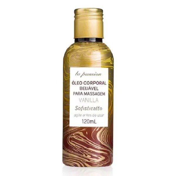 Óleo para Massagem Beijável Vanilla 120ml – Hidratação e Sensualidade com Aroma de Baunilha