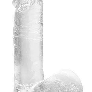 Prótese Realística Transparente com Ventosa e Escroto 13,5 x 3,0 cm