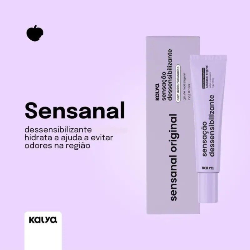 Sensanal Original Dessensibilizante com Ácido Hialurônico - 15g Experimente o Sensanal Original, o dessensibilizante da Kalya desenvolvido especialmente para proporcionar mais conforto e prazer durante a relação. Sensanal Original Dessensibilizante com Ácido Hialurônico - 15g