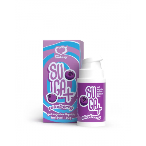 Suga+ Gel Excitante Unissex Efeito Sucção e Pulsação Sabor Blueberry 20g