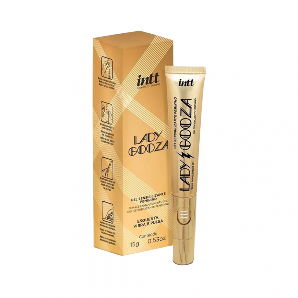 Lady Gooza estimulante de orgasmo e excitante com ponta vibratória Este é o excitante mais completo, exclusivo e autêntico em todo o mercado de cosméticos íntimos. Lady Gooza estimulante de orgasmo e excitante com ponta vibratória