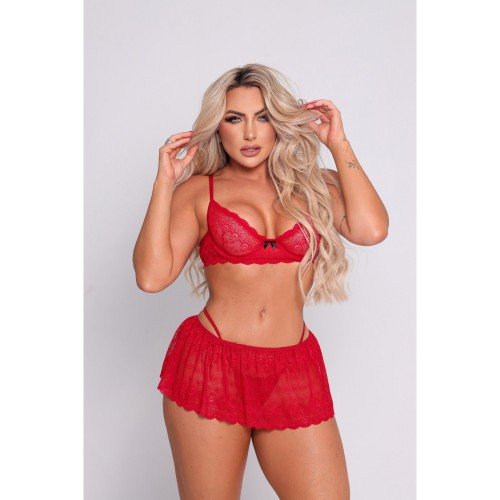 Conjunto de Lingerie Safadinha 3 Peças - Renda e Sedução
