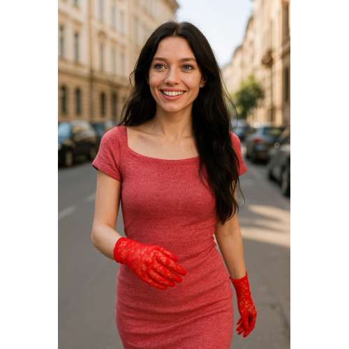 Luva de Renda Sensual - Vermelha, Preta ou Branca (Tamanho Único)