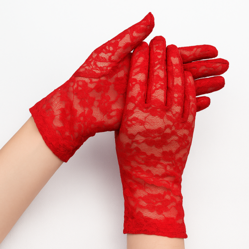 Luva de Renda Sensual - Vermelha, Preta ou Branca (Tamanho Único)