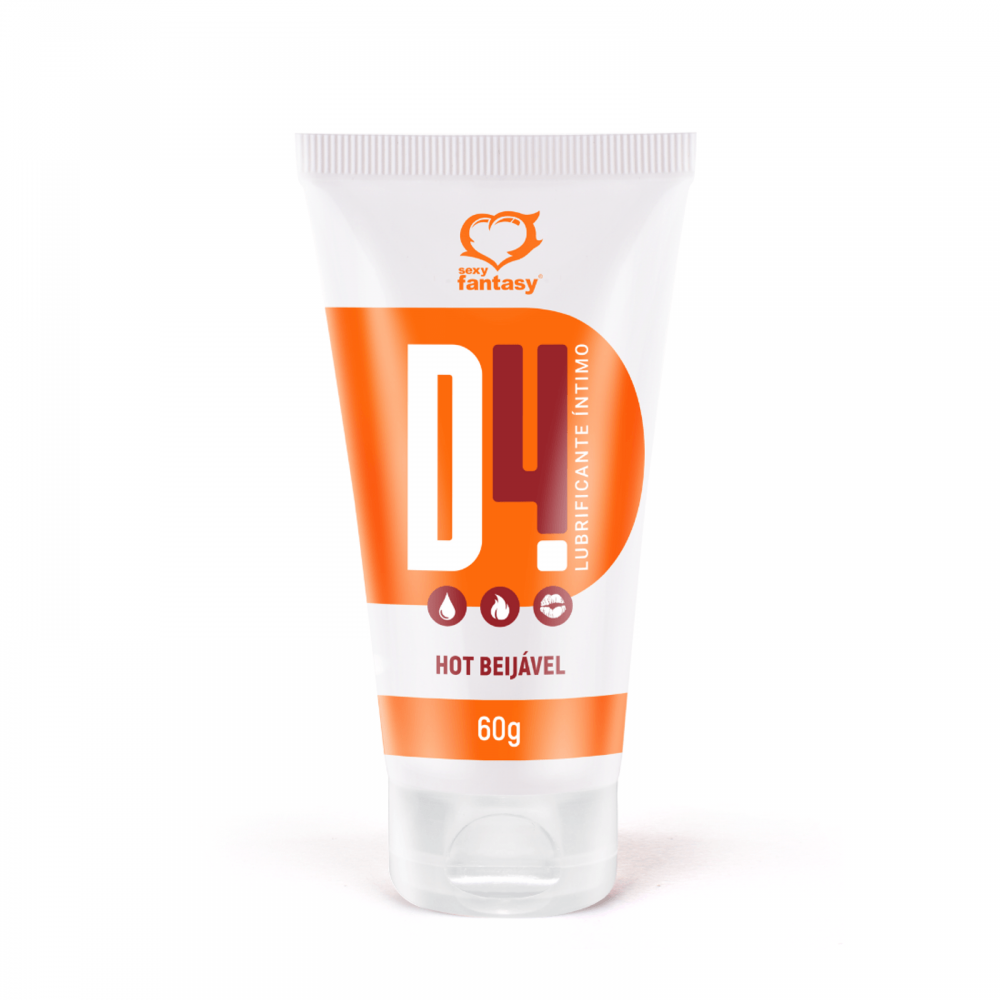 Lubrificante Íntimo À Base De Água D4 Hot 60g O lubrificante D4 Hot é uma proposta mais completa, por possuir sabor e ser beijável, além de lubrificar. Lubrificante Íntimo À Base De Água D4 Hot 60g