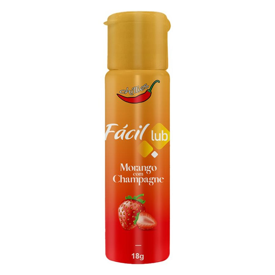 Lubrificante Lub Fácil Sabor Morango com Champanhe 18g - Para Sexo Oral e Preliminares