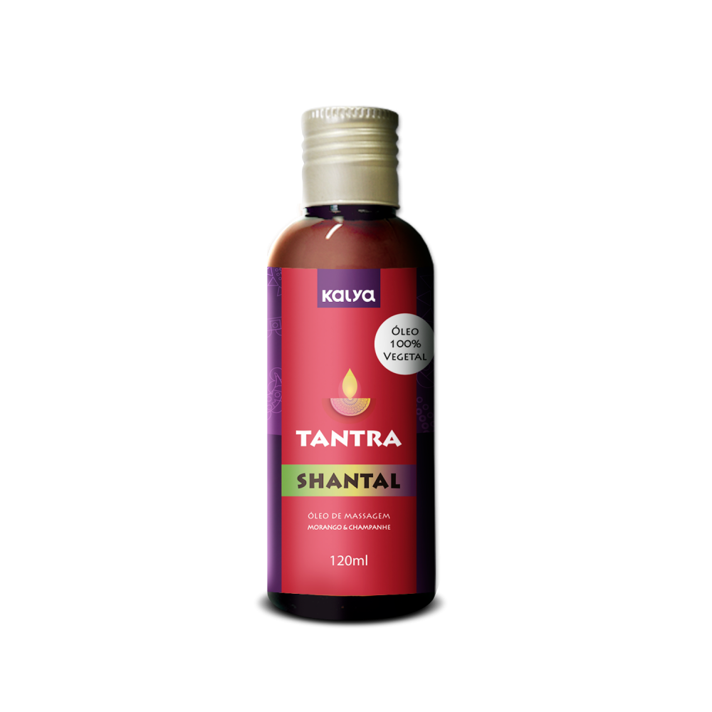 Tantra Shantal óleo massagem tântrica 100% Vegetal Morango com Champanhe 120ml
