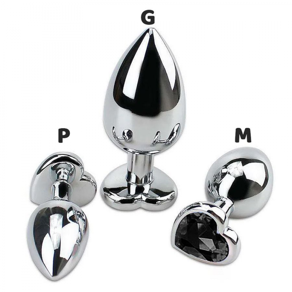 Plug Anal com Pedra Coração 8cm Tamanho M (Cor Aleatória) Elevate sua intimidade com o Plug Anal em Alumínio com Pedra Coração Tamanho M, um acessório luxuoso que combina elegância e prazer. Plug Anal com Pedra Coração 8cm Tamanho M (Cor Aleatória)
