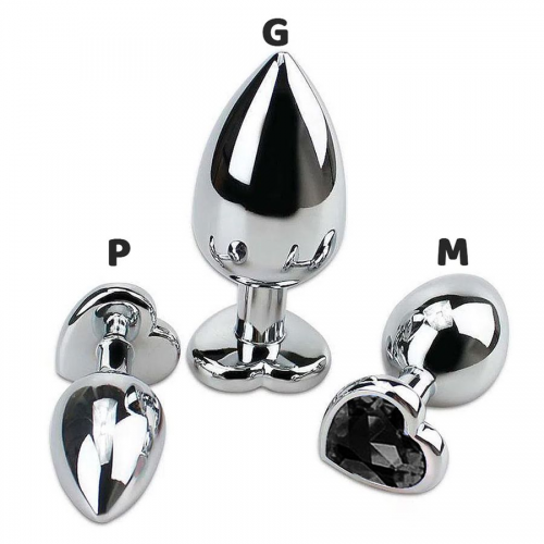 Plug Anal com Pedra Coração 7cm Tamanho P (Cor Aleatória)