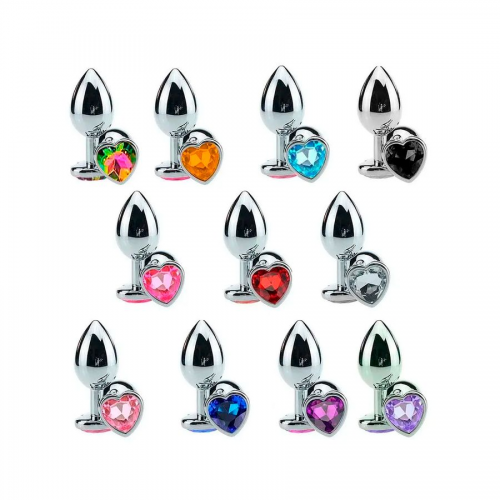Plug Anal com Pedra Coração 9cm Tamanho G (Cor Aleatória)