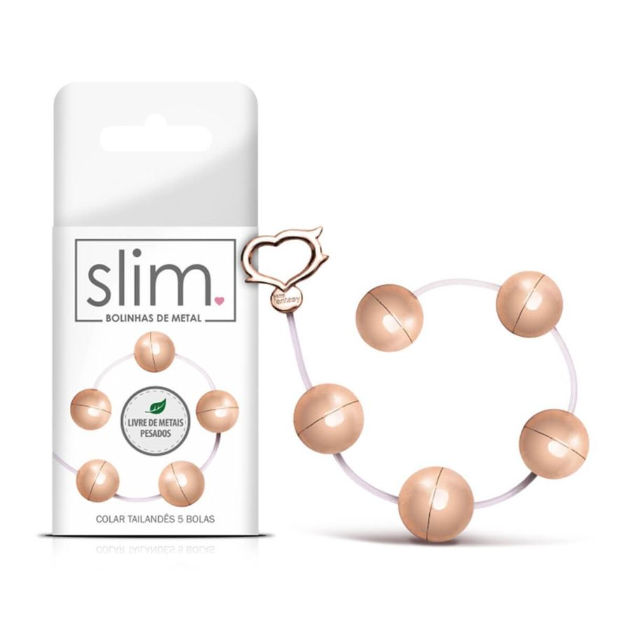 Bolinhas de Pompoar Colar Tailandês 5 Bolas 2,4cm Rosé - Pompoarismo Avançado