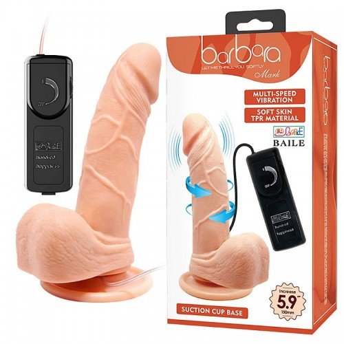 Prótese Vibrador Rotativo Barbara – Baile, 15 cm × 3,5 cm, Multivelocidade com Controle Remoto