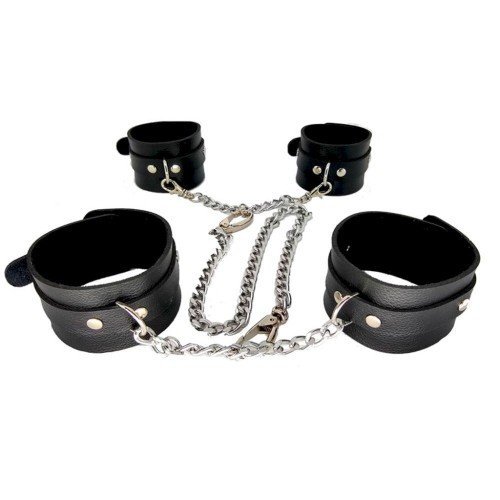 Conjunto de Bracelete e Tornozeleira com Corrente BDSM - Conforto e Estilo para Suas Experiências