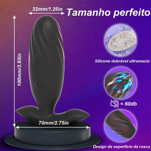 Plug Anal Vibratório App 9cm x 3,7cm - Controle Remoto