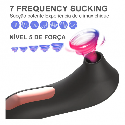 Sugador e Vibrador Ponto G Recarregável - 10 Modos de Prazer