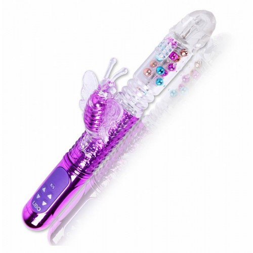 Vibrador Rotativo Vai e Vem Female Masturbation Recarregável com Borboleta e Rotação 360°
