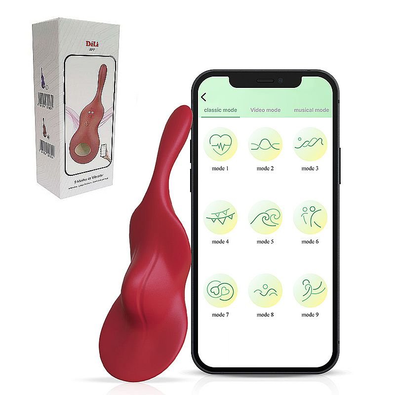 Vibrador de Calcinha Recarregável – 9 Modos via Bluetooth, Controle por App Android/iOS Experimente novas sensações com o Vibrador de Calcinha Recarregável, feito em silicone e controlável por smartphone. Vibrador de Calcinha Recarregável – 9 Modos via Bluetooth, Controle por App Android/iOS