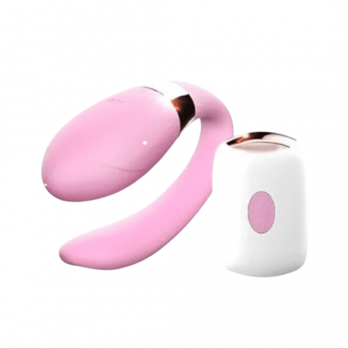Vibrador de Casal em Formato de C recarregável cor rosa claro